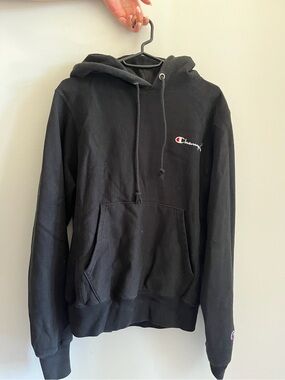 Champion Black Script Logo Hoodie
